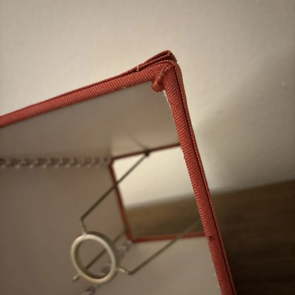 Vintage 1980s Red Denim Lamp shade Oriental Style Big Stitching Lamp Shade 8.5